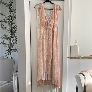 Baltic Born Pink High-Low Flutter Sleeve Dress